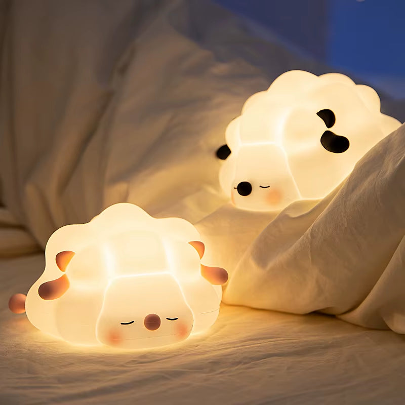 Cute Sheep Silicone Night Lights Diming Lamp Cool Animal Shape Night Light Birthday Gift for Kids Toddler Bedroom